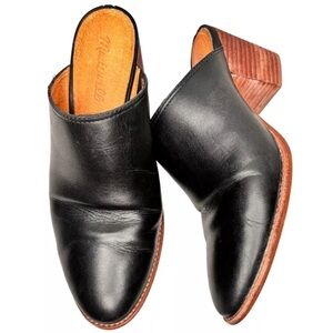 BRAND-MADEWELL Harper Black leather Mule Heeled Slip In Shoe Clogs sz 7.5